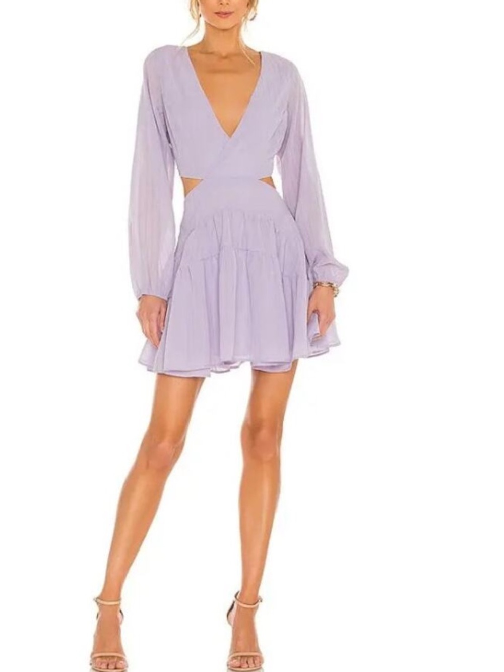 BARDOT Revolve Cut Out Frill Dress in Lilac XS/4